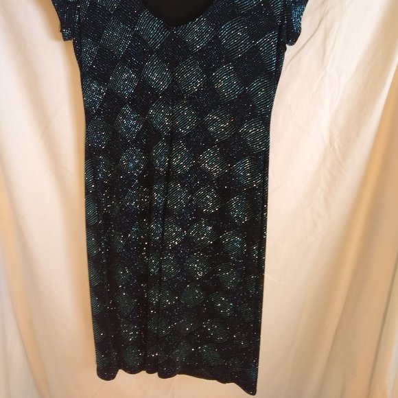 John Roberts Black and Teal Dress Size10 - Picture 4 of 6